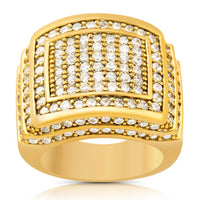Thumbnail for Multi Level Prong Set Mens Diamond Ring in 14k Yellow Gold 3 Ctw
