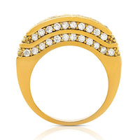 Thumbnail for Multi Level Prong Set Mens Diamond Ring in 14k Yellow Gold 3 Ctw