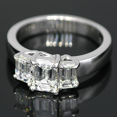 Platinum Three Stone Diamond Engagement Ring 1.71 Ctw