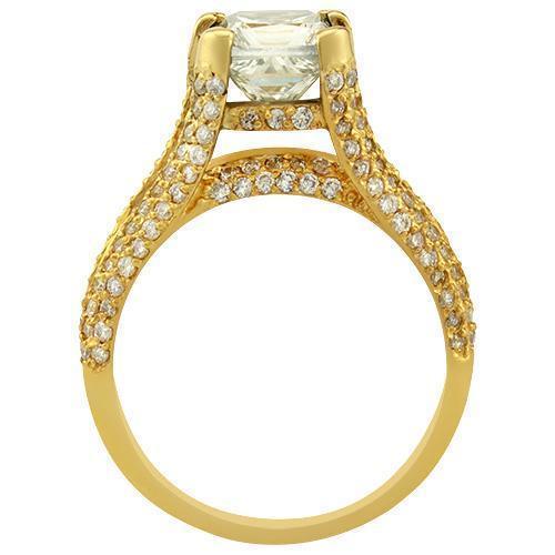 Princess Cut Invisible Set Band Diamond Engagement Ring in 18k Yellow Gold 2.50 Ctw