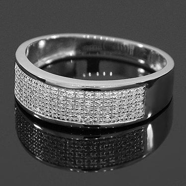 White 10K White Solid Gold Diamond Wedding Band Set 0.55 Ctw