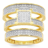 Thumbnail for Yellow 10K Yellow Solid Gold Diamond Wedding Ring Band Set 0.50 Ctw