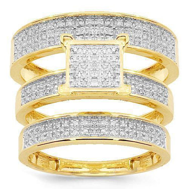 10K Yellow Solid Gold Diamond Wedding Ring Band Set 0.50 Ctw (Copy)