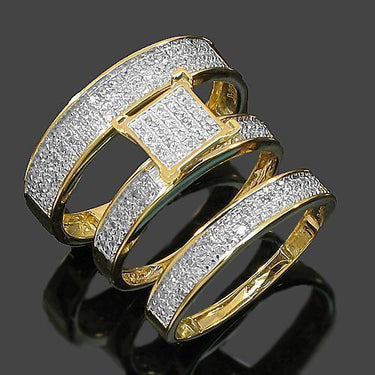 10K Yellow Solid Gold Diamond Wedding Ring Band Set 0.50 Ctw (Copy)