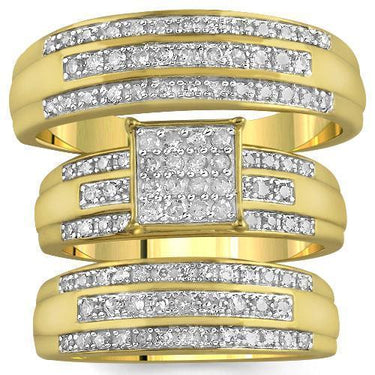 Yellow 10K Yellow Solid Gold Diamond Wedding Ring Band Set 0.82 Ctw (Copy)
