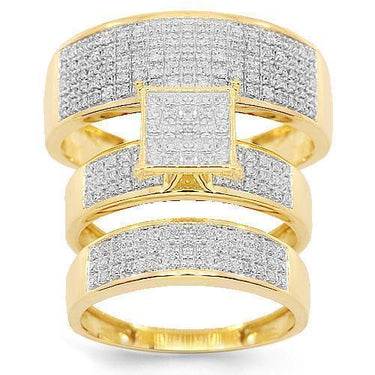 10K Yellow Solid Gold Diamond Wedding Ring Band Set 0.96 Ctw (Copy)