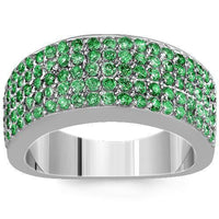 Thumbnail for Sterling Silver Mens Green Diamond Wedding Ring Band 2.68 Ctw