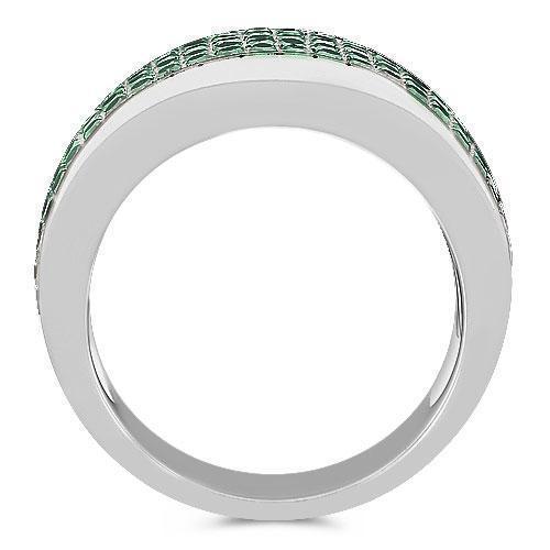Sterling Silver Mens Green Diamond Wedding Ring Band 2.68 Ctw