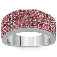 Thumbnail for Sterling Silver Mens Red Diamond Wedding Ring Band 2.68 Ctw