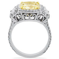 Thumbnail for Three Stone Fancy Yellow Diamond Ring in Platinum and 18k White Gold 6.51 Ctw