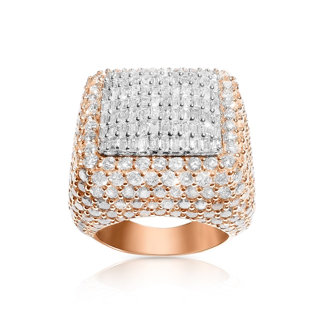 Rose/ White Two Tone Diamond Baguette ring in 14k gold  12ctw