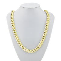 Thumbnail for 18k Yellow Gold Plated Sterling Silver Lab Created Stones Cuban Link Chain 28 inches Inches 13 mm