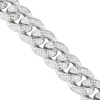 Thumbnail for 925 Sterling Silver Cubic Zirconia Stones Cuban Link Chain 13 mm