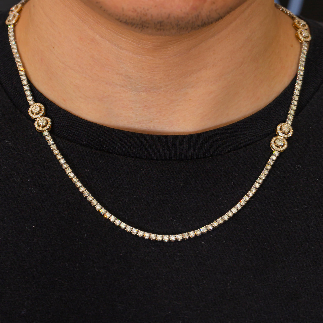 14k Circle Tennis Necklace 13.50ctw