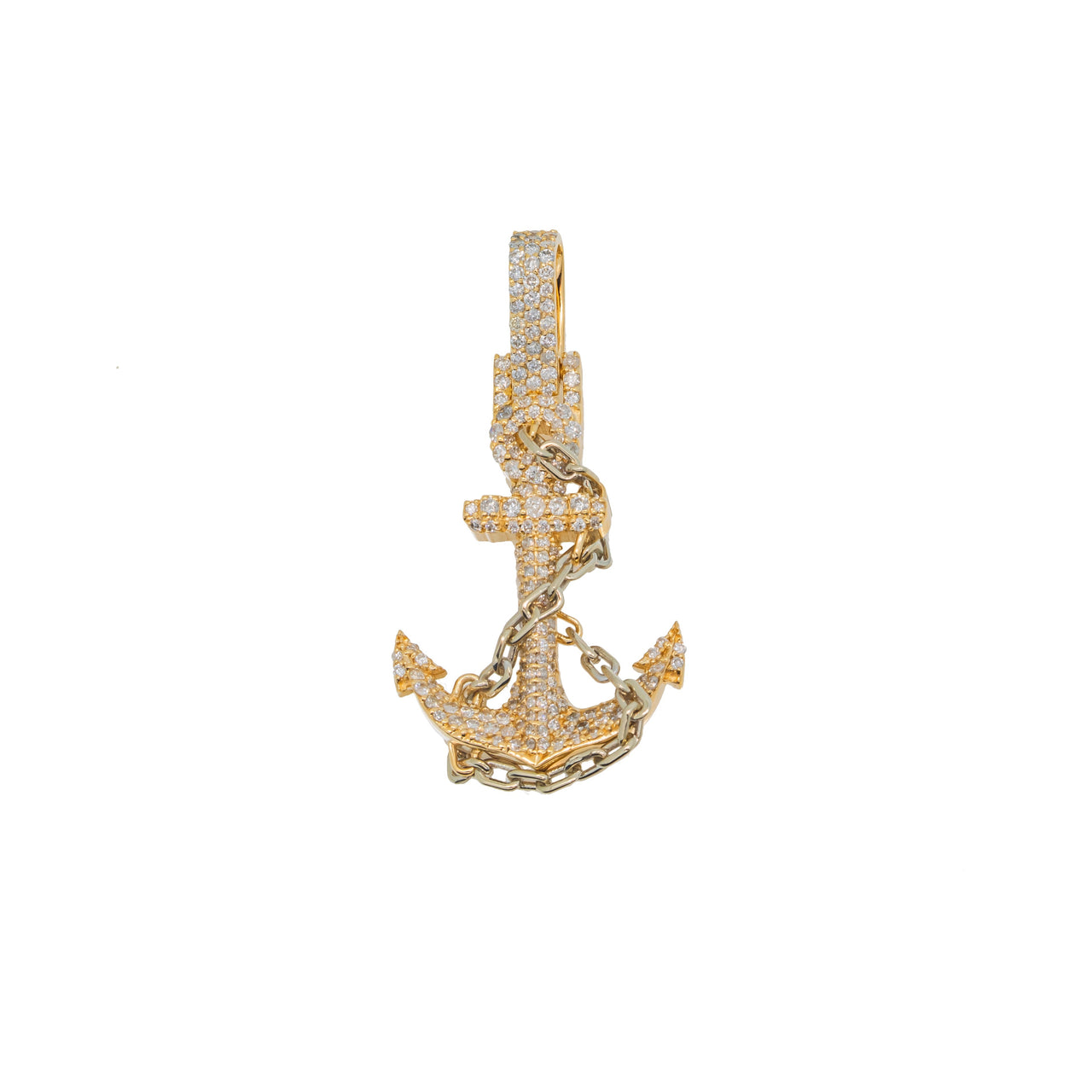 14k Diamond Anchor Pendant Mini 0.77ctw