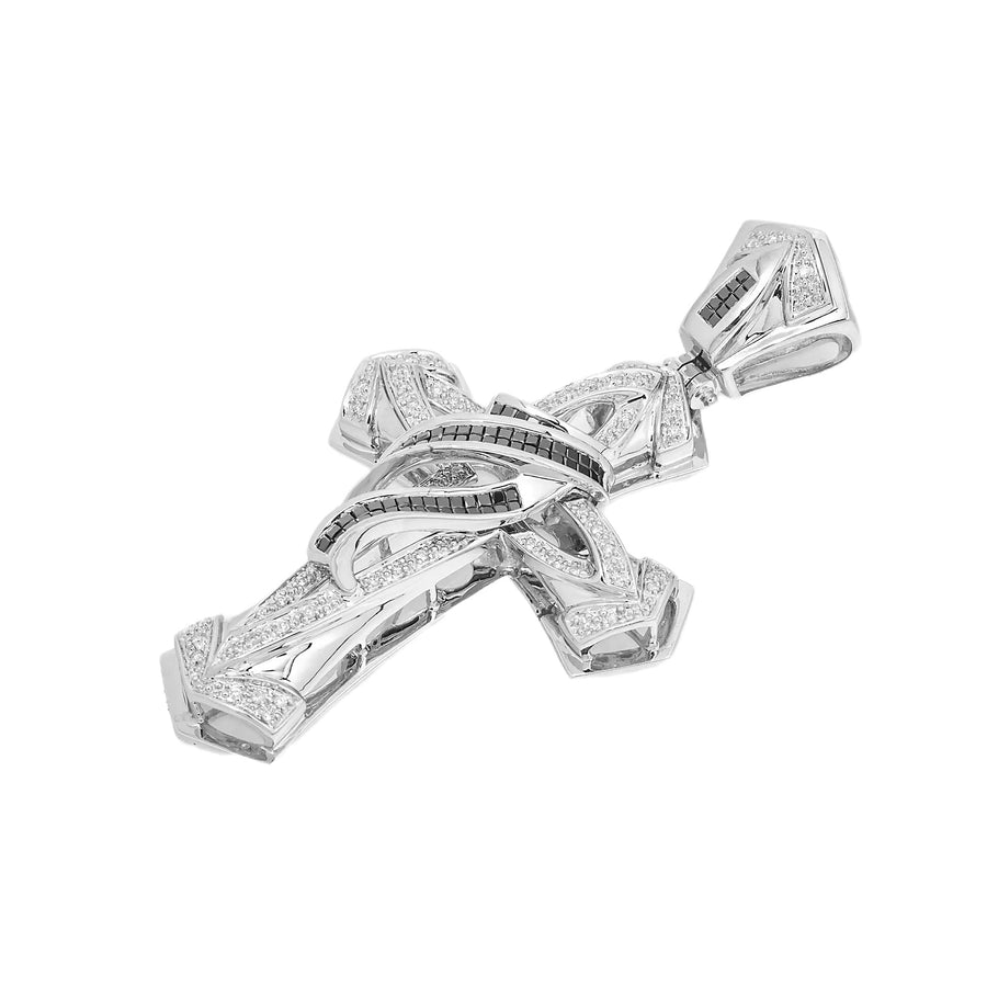 14k Diamond Cross Black Chanel Set 2.17ctw