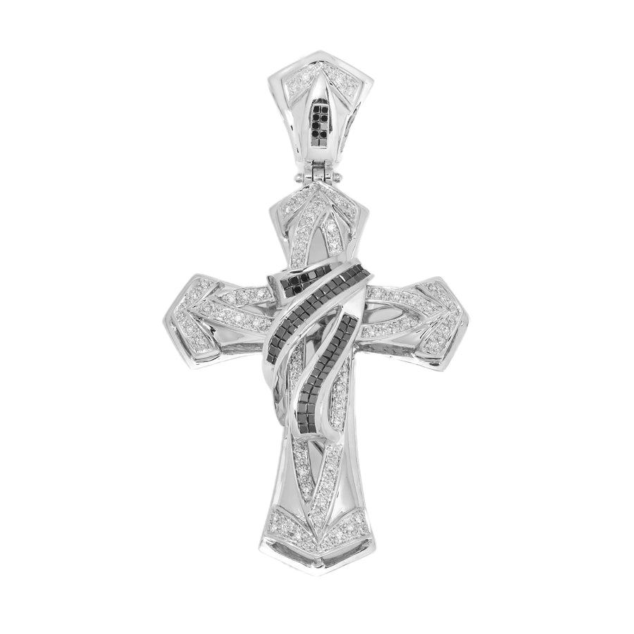14k Diamond Cross Black Chanel Set 2.17ctw
