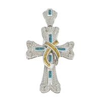 Thumbnail for 14k Diamond Cross Blue/Yellow 3.69ctw