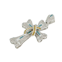 Thumbnail for 14k Diamond Cross Blue/Yellow 3.69ctw