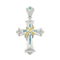 Thumbnail for 14k Diamond Cross Blue/Yellow 3ctw