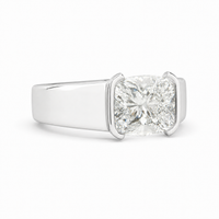 Thumbnail for 14K Gold Cushion Cut Lab Diamond Men's Half Bezel Ring 3.06 CTW