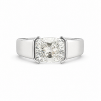 Thumbnail for 14K Gold Cushion Cut Lab Diamond Men's Half Bezel Ring 3.06 CTW