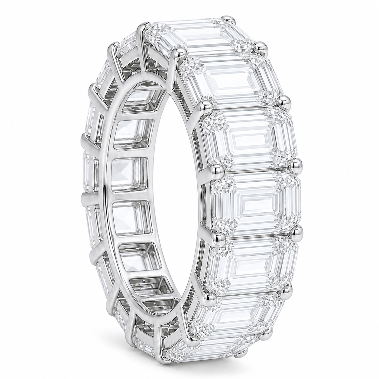 14K Gold Emerald Cut Lab Diamond Eternity Band