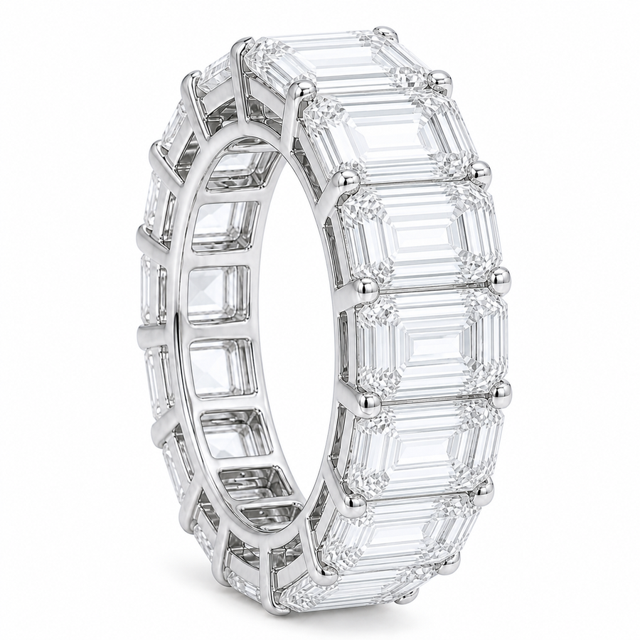 14K Gold Emerald Cut Lab Diamond Eternity Band
