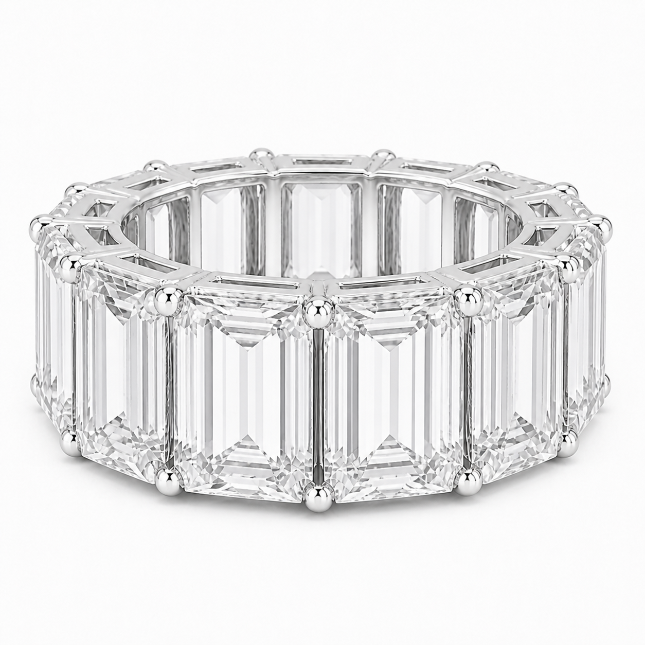 14K Gold Emerald Cut Lab Diamond Eternity Band