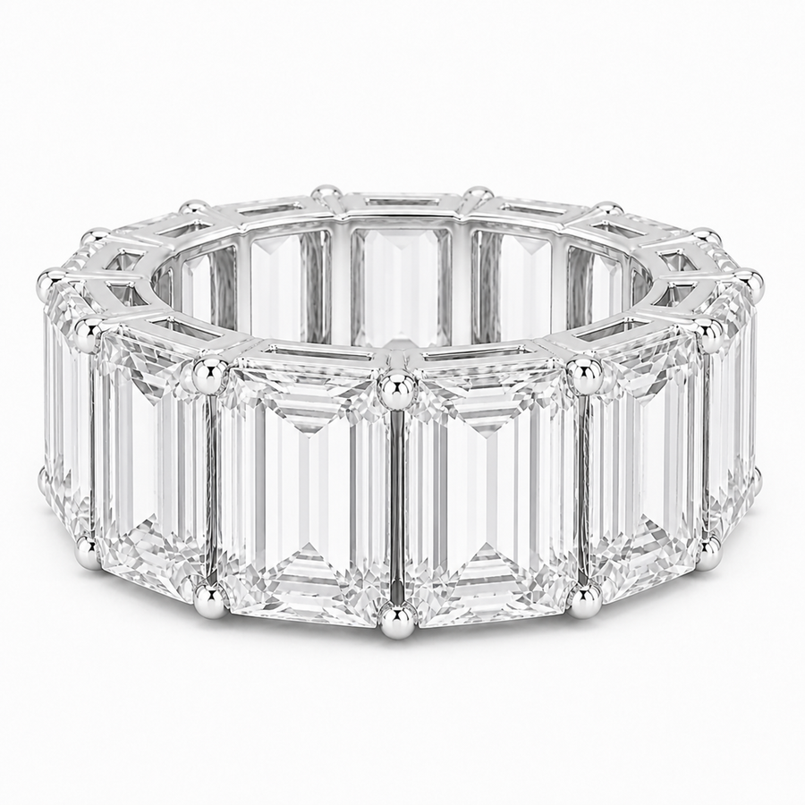 14K Gold Emerald Cut Lab Diamond Eternity Band