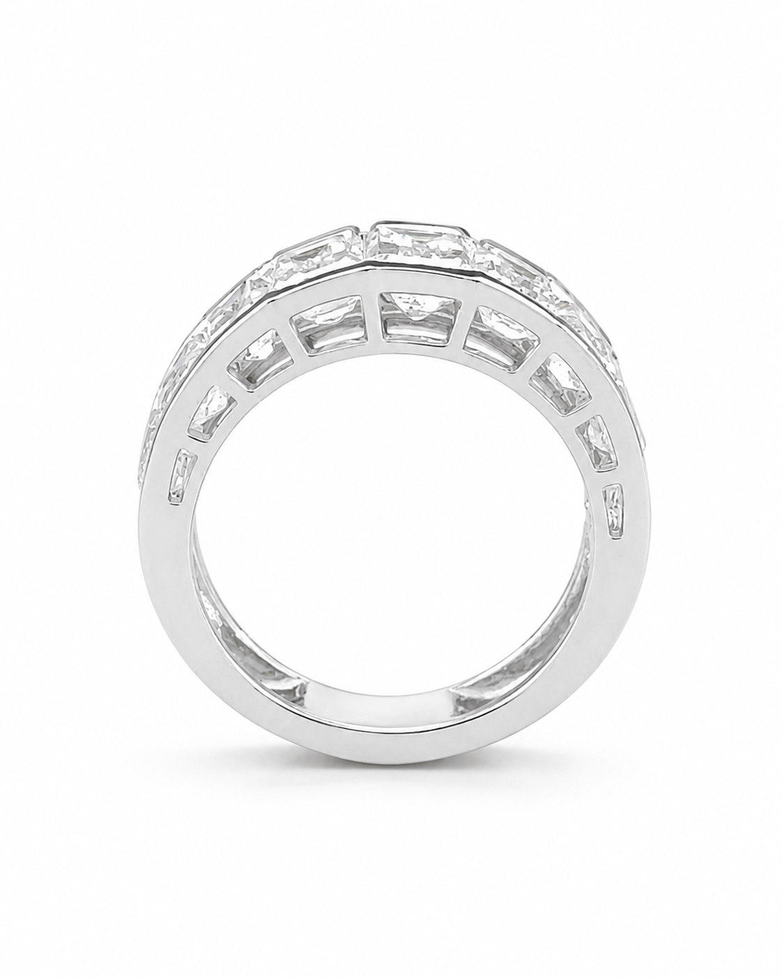 14K Gold Emerald Cut Lab Diamond Graduated Eternity Band