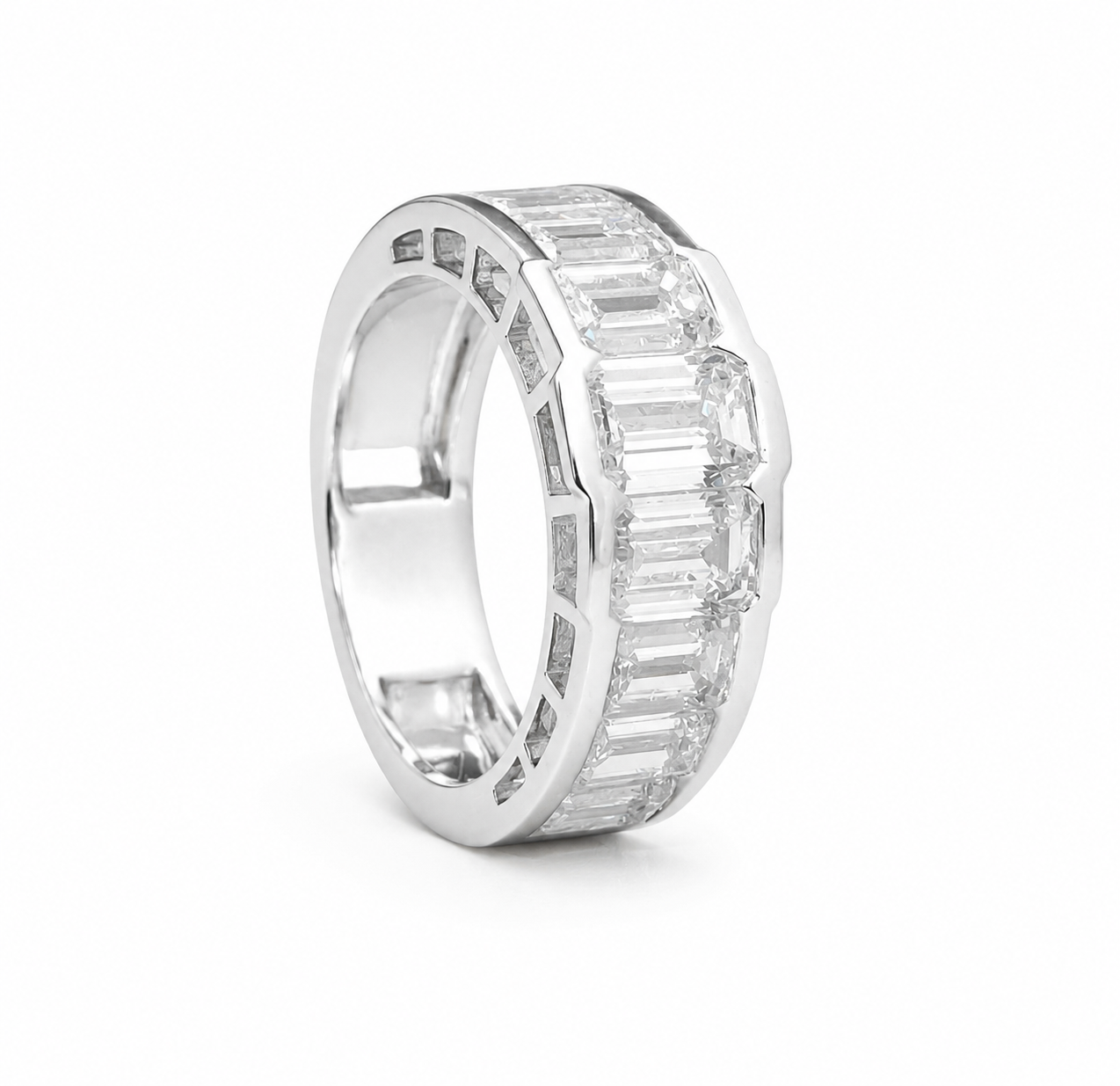 14K Gold Emerald Cut Lab Diamond Graduated Eternity Band