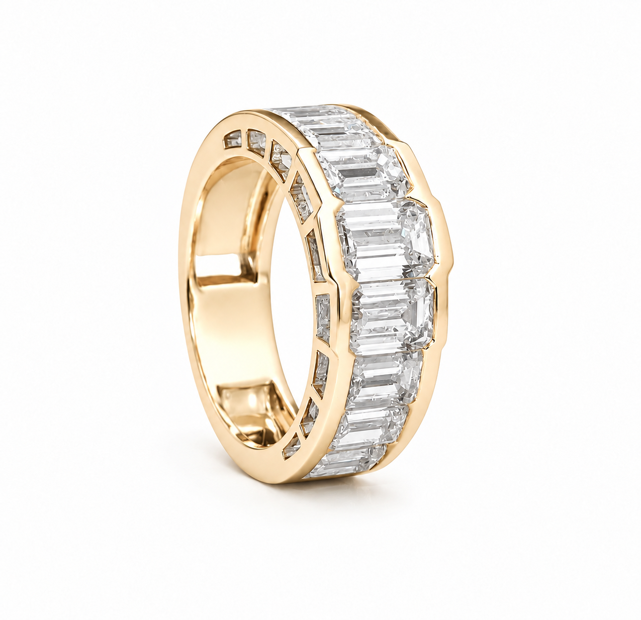 14K Gold Emerald Cut Lab Diamond Graduated Eternity Band