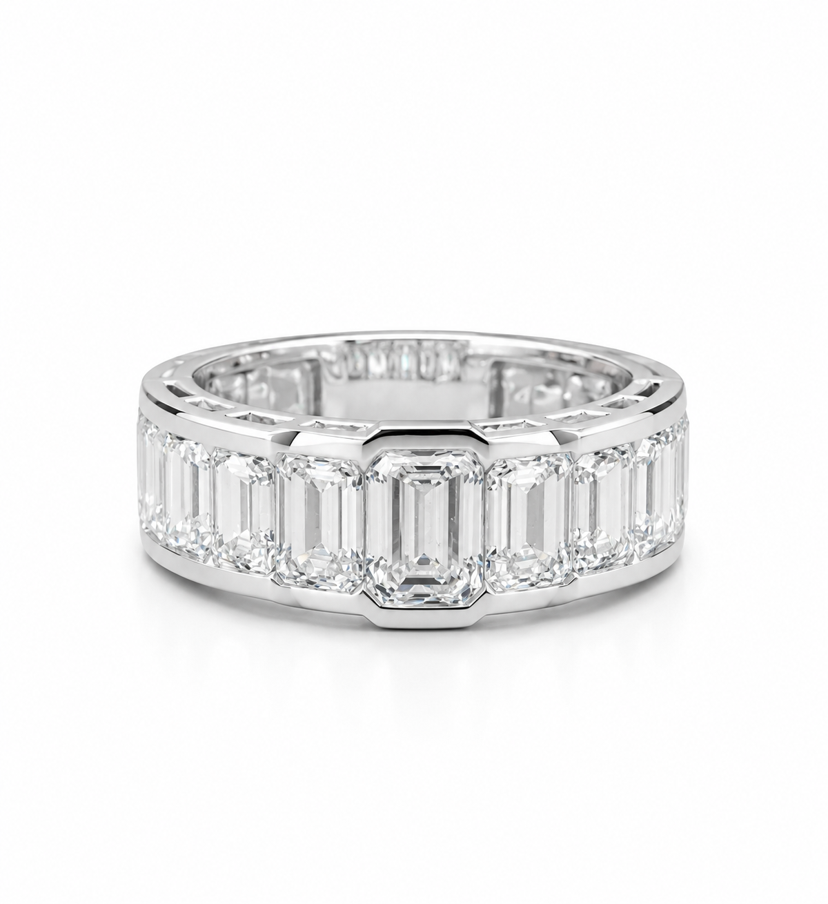 14K Gold Emerald Cut Lab Diamond Graduated Eternity Band