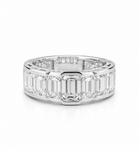Thumbnail for 14K Gold Emerald Cut Lab Diamond Graduated Eternity Band