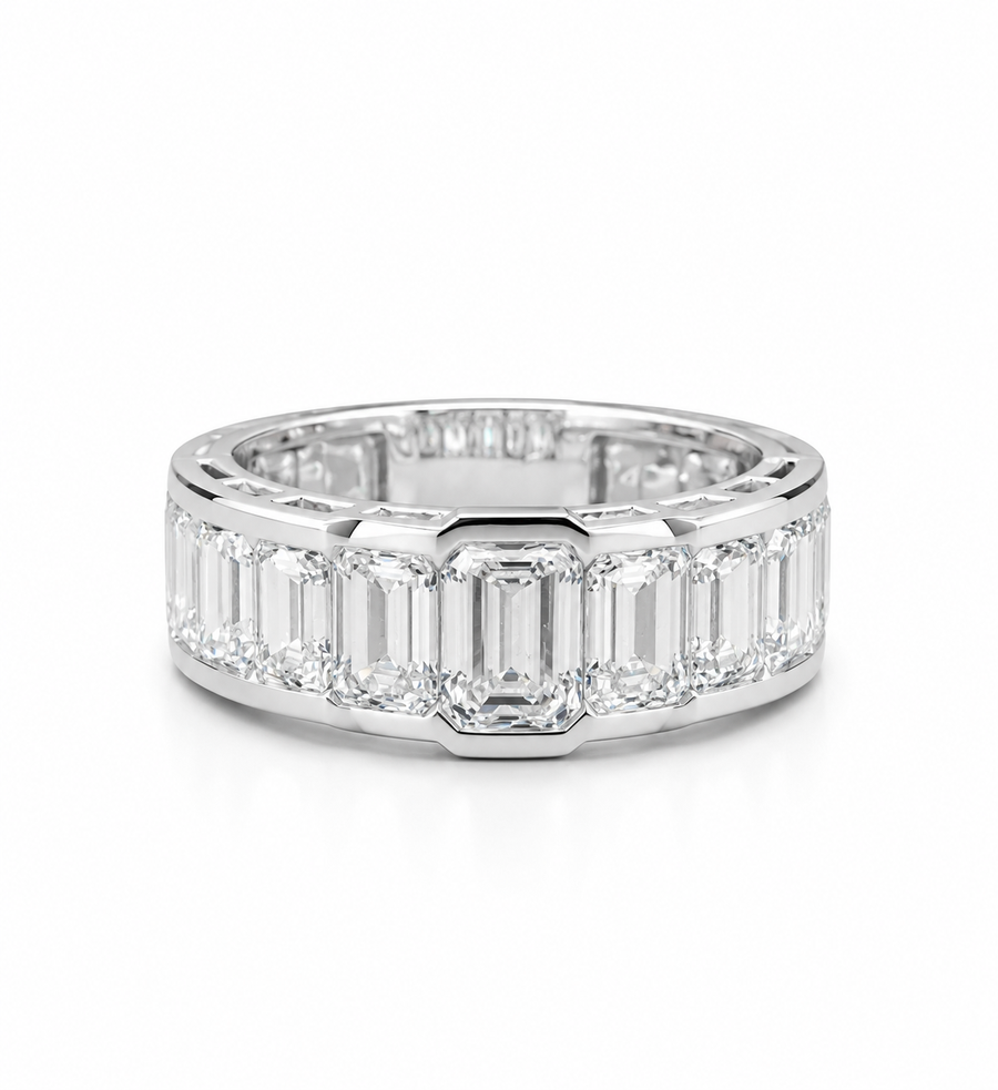 14K Gold Emerald Cut Lab Diamond Graduated Eternity Band
