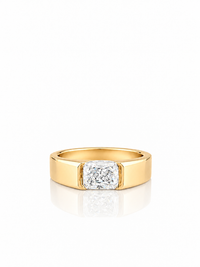 Thumbnail for 14K Gold Emerald Cut Lab Diamond Men's Flush Set Ring 1.01 CTW