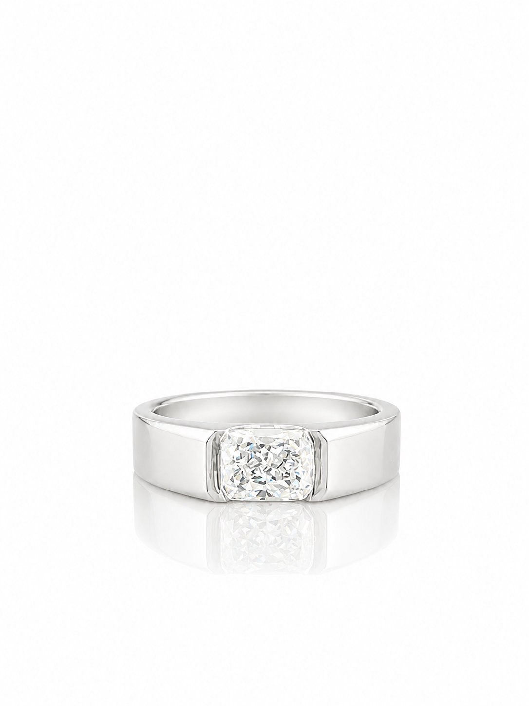 14K Gold Emerald Cut Lab Diamond Men's Flush Set Ring 1.01 CTW