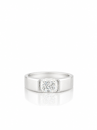 Thumbnail for 14K Gold Emerald Cut Lab Diamond Men's Flush Set Ring 1.01 CTW