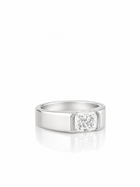 Thumbnail for 14K Gold Emerald Cut Lab Diamond Men's Flush Set Ring 1.01 CTW