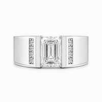 Thumbnail for 14K Gold Emerald Cut Lab Diamond Men's Ring with Pavé 1.56 CTW