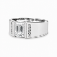 Thumbnail for 14K Gold Emerald Cut Lab Diamond Men's Ring with Pavé 1.56 CTW