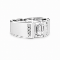 Thumbnail for 14K Gold Emerald Cut Lab Diamond Men's Ring with Pavé 1.56 CTW