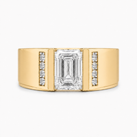 Thumbnail for 14K Gold Emerald Cut Lab Diamond Men's Ring with Pavé 1.56 CTW