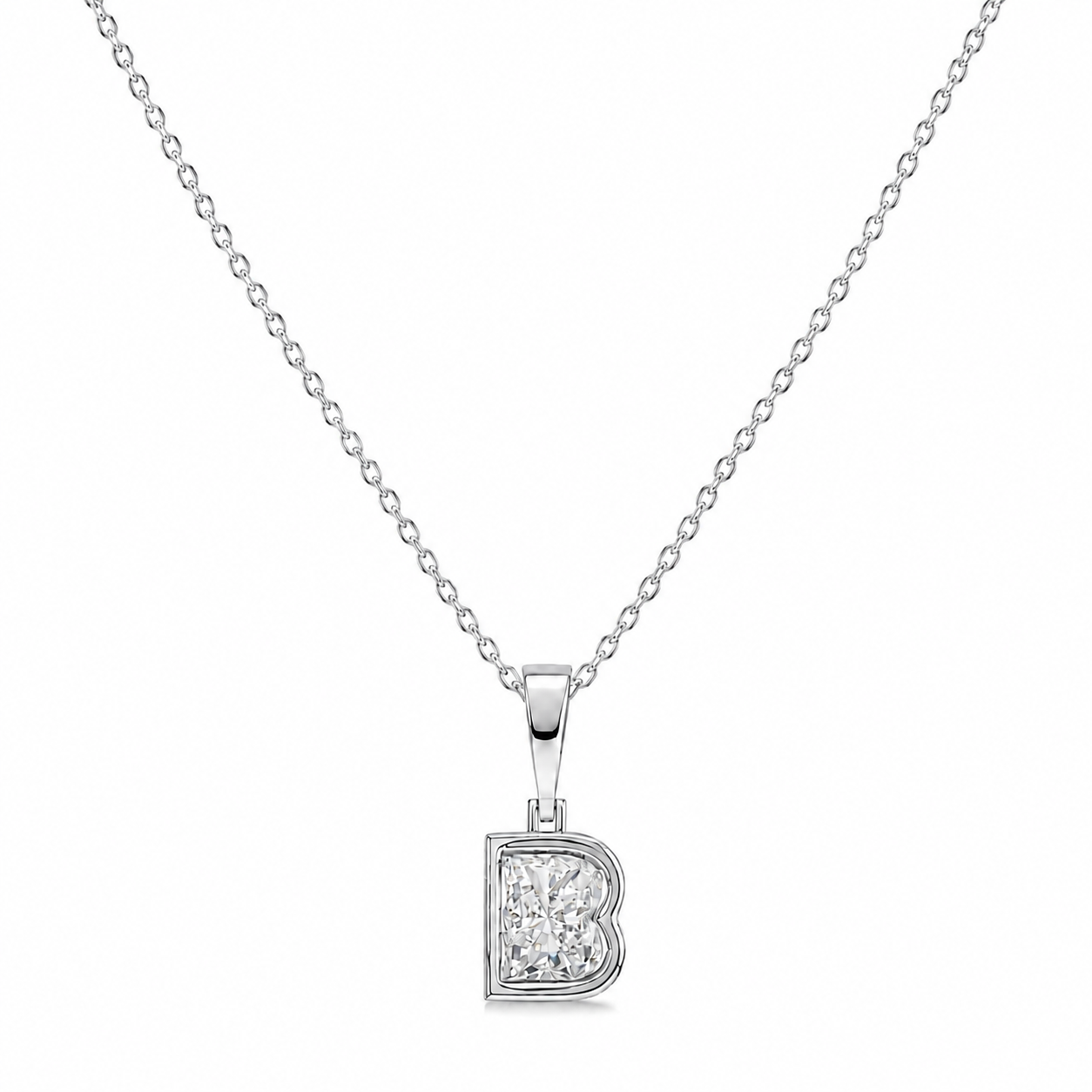 14K Gold Lab Diamond Letter Pendant with Chain 1 CTW