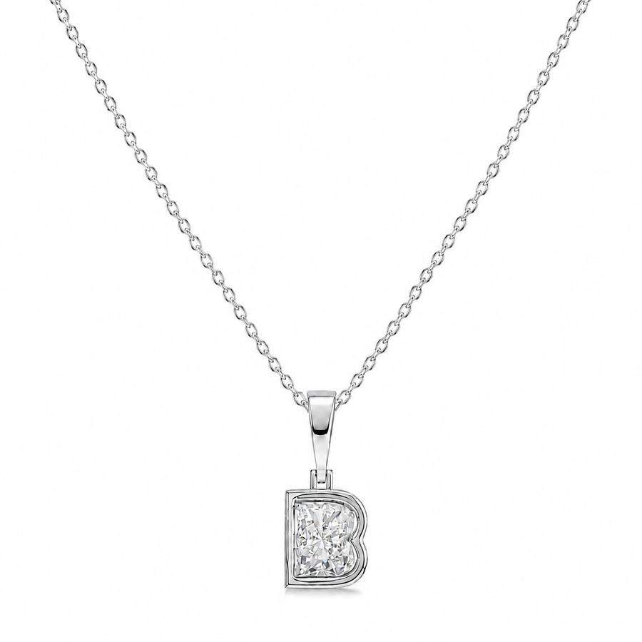 14K Gold Lab Diamond Letter Pendant with Chain 1 CTW