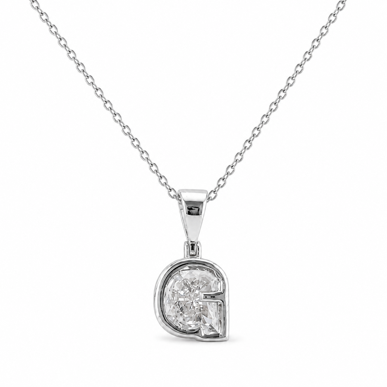 14K Gold Lab Diamond Letter Pendant with Chain 1 CTW