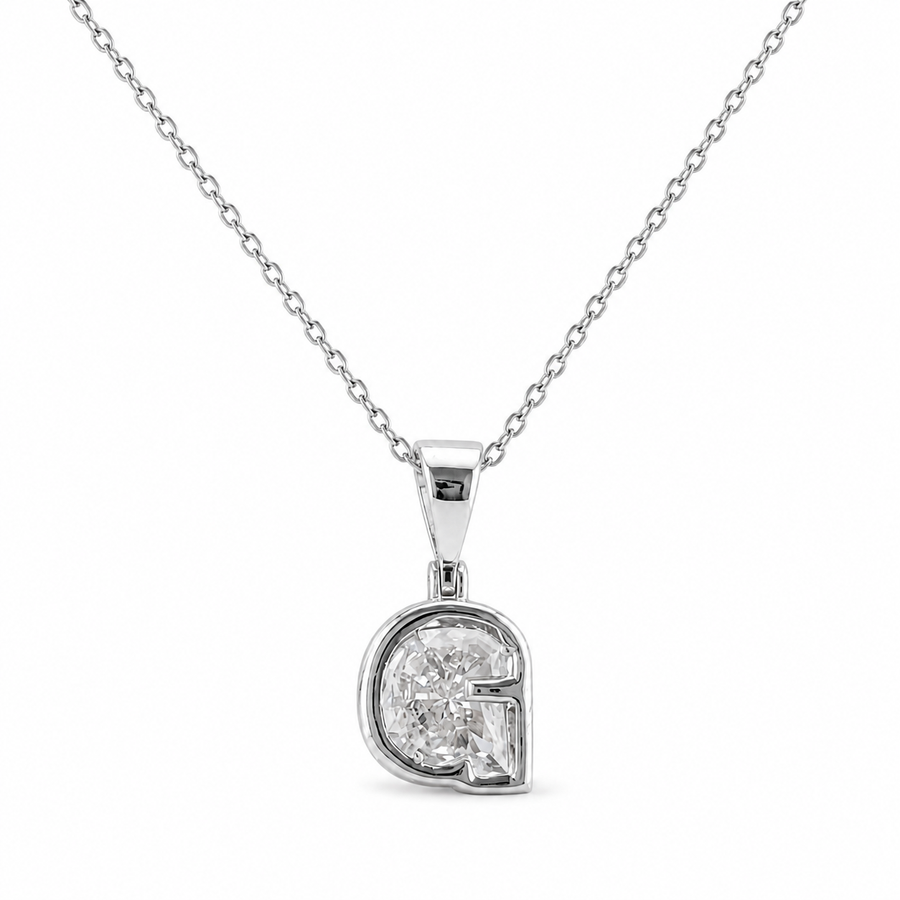 14K Gold Lab Diamond Letter Pendant with Chain 1 CTW