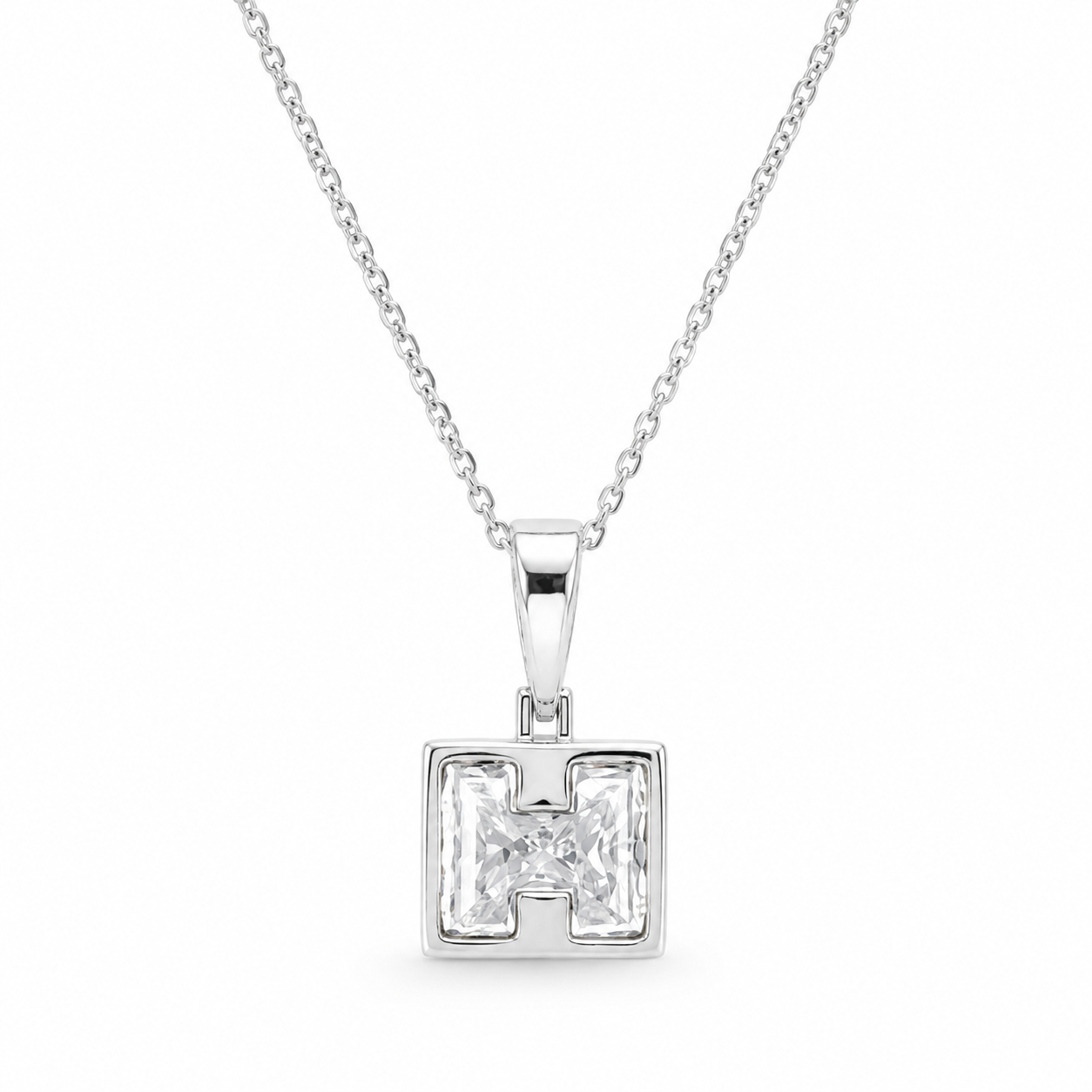 14K Gold Lab Diamond Letter Pendant with Chain 1 CTW