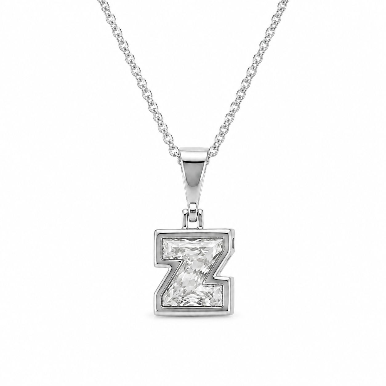 14K Gold Lab Diamond Letter Pendant with Chain 1 CTW
